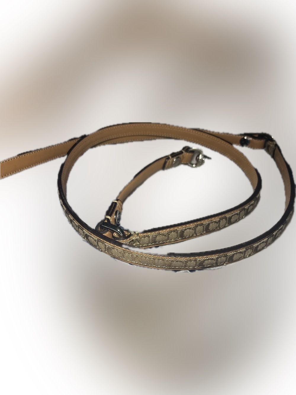 Coach Gold and Tan Signature Pattern Dog Leash